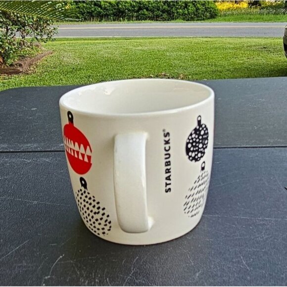 Starbucks 2016 Christmas Ornaments Red Black Ceramic Coffee Mug 16.9 Oz Tea Cup - Picture 4 of 8